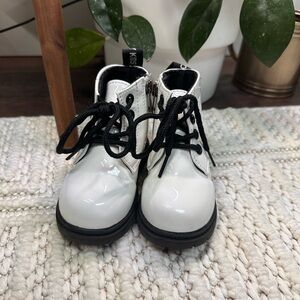 Kids White Boots with Black Laces
